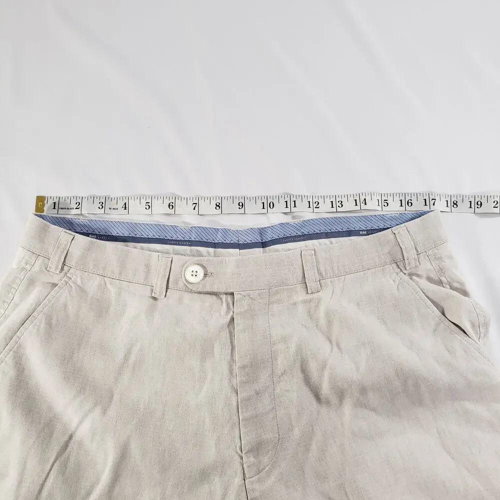 Hiltl Beige Flax Cotton Luxury Comfort Ultimate Trouser Pants Size 35/38